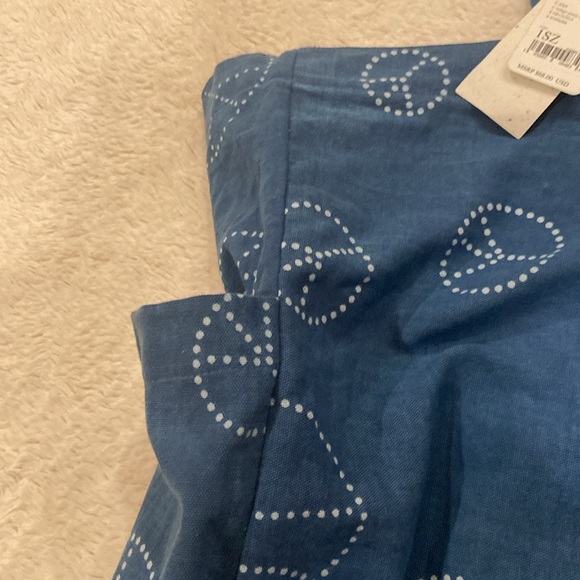 NWT Free People Organic Veg Dyed Printed Tote Indigo Peace Sign $68 - Picture 8 of 11